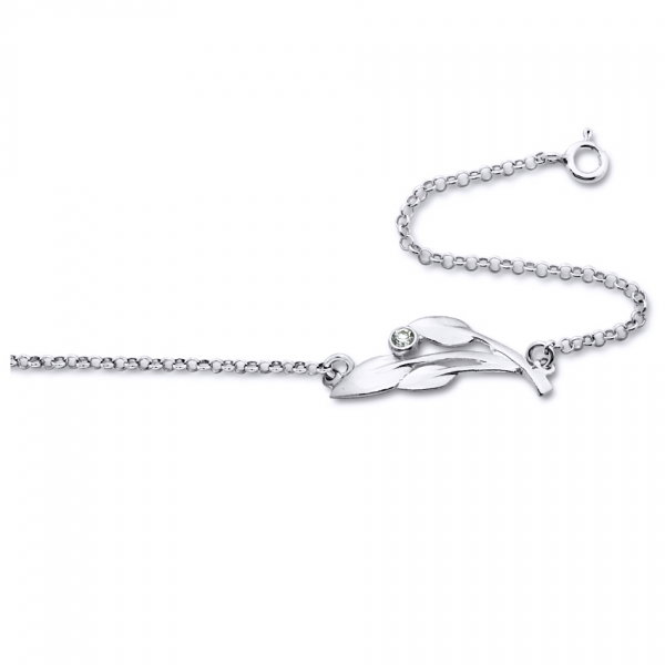 Bratara argint 925 rodiat cu buchet de flori si piatra alba - Be Nature, Be Special [1]